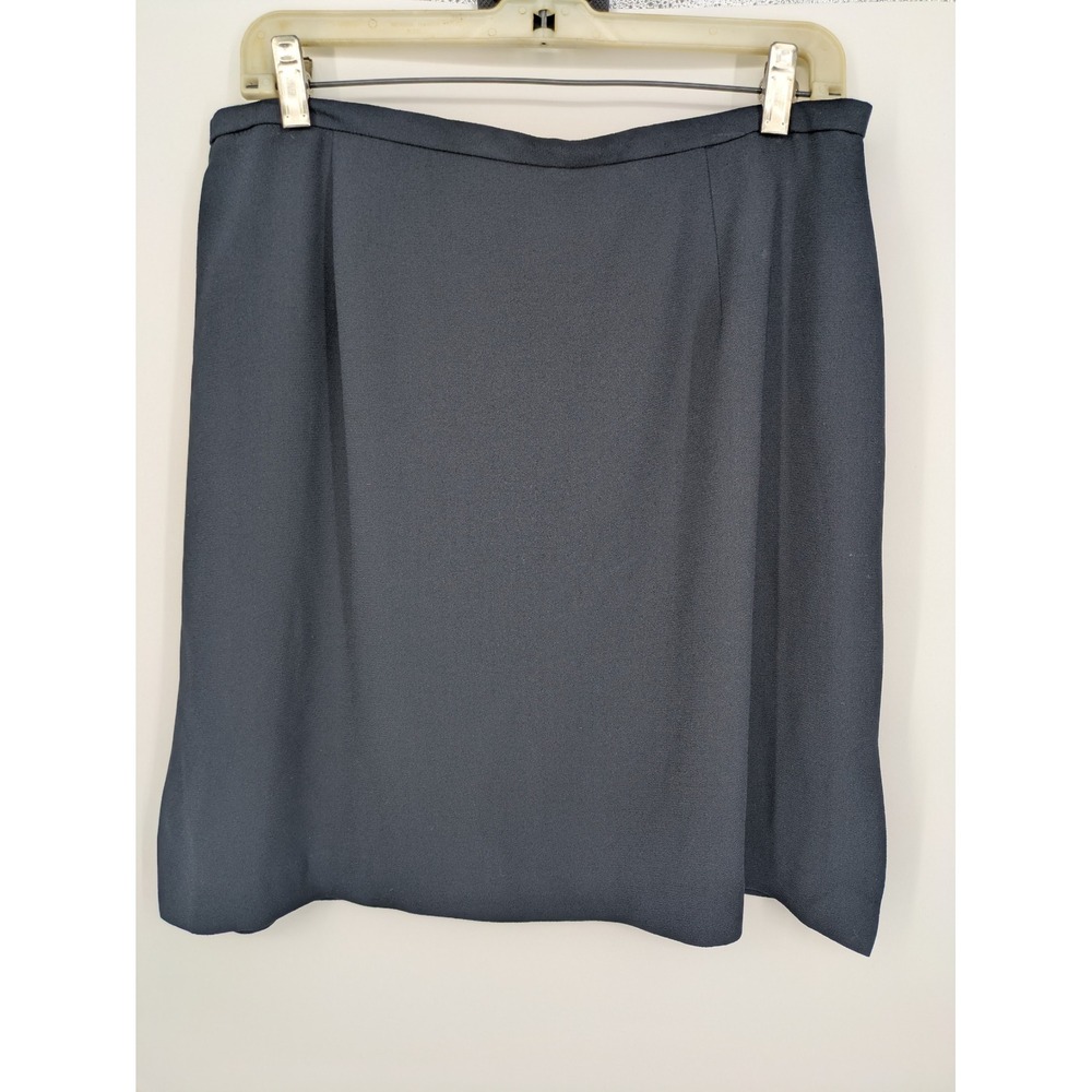 Vintage Skirt 14 Petite Black Straight Side Slits Career Office Wear Minimalist